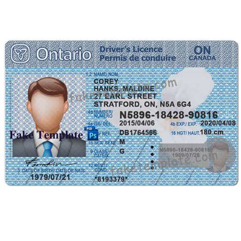 Ontario Driver License Template Fake Ontario Drivers License