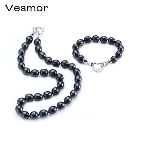 Hot Selling Black Pearl Jewelry Sets For Women 10mm Big Pearl Jewelry