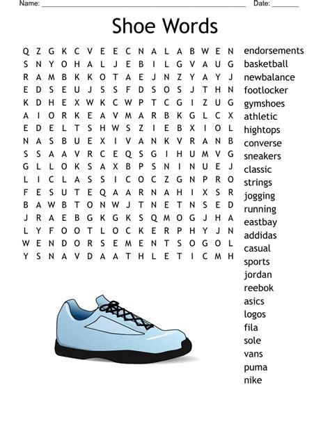Shoe Brands Word Search WordMint