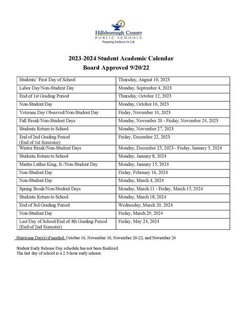2025-25 School Calendar Hillsborough County
