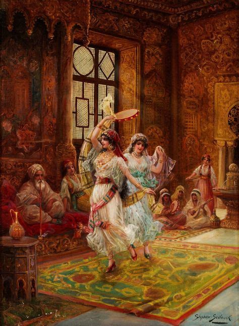 Harem Interior With Dancing Women By Stephan Sedlacek Oil On Canvas Em Arte