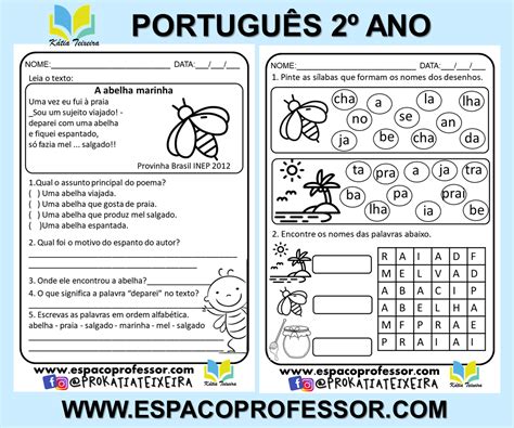 Atividades De Português 2º Ano Archives Espaço Do Professor