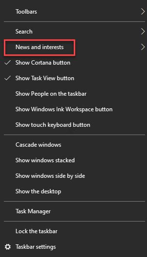 How To Enable Or Disable The News And Interests Feature On Windows 10