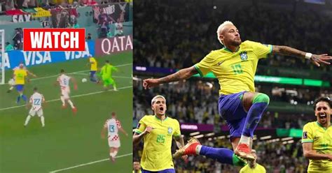 watch neymar jr levels pele as brazil s all time top goal scorer with opener against croatia