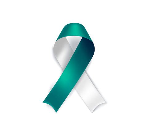 Cervical Cancer Awareness Symbol Teal And White Ribbon Isolated On Transparent Background