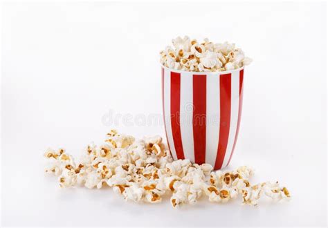 Buttered Popcorn In Bowls Over White Background Stock Image Image Of