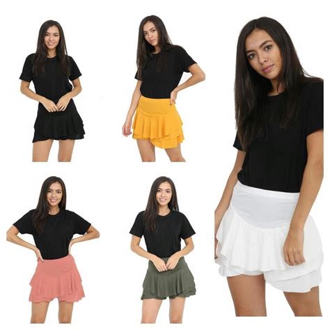 Ladies Girls Neon Rara Mini Skirt 80s Dance Club Fancy Women Frill Short S Xl Ebay Frill