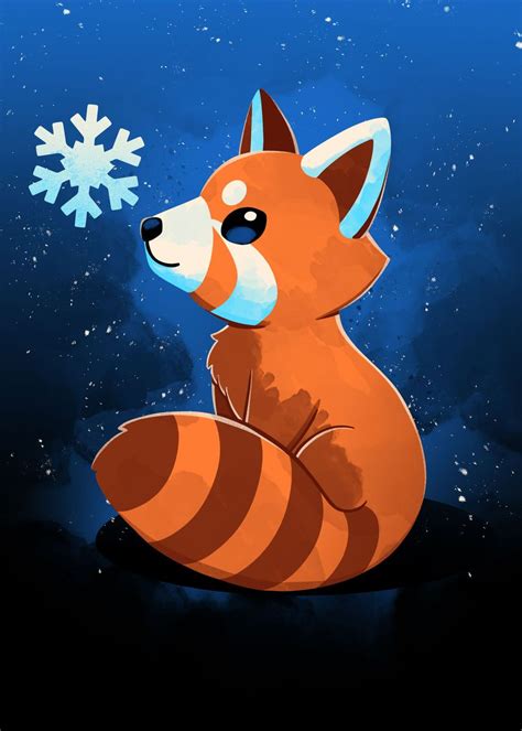 Red Panda Fox Winter Snow Poster Picture Metal Print Paint By