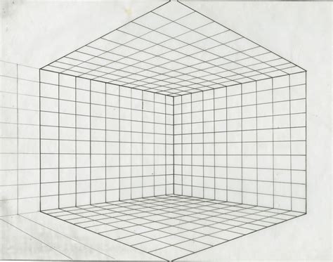 2 Point Perspective Grid Sketch Coloring Page