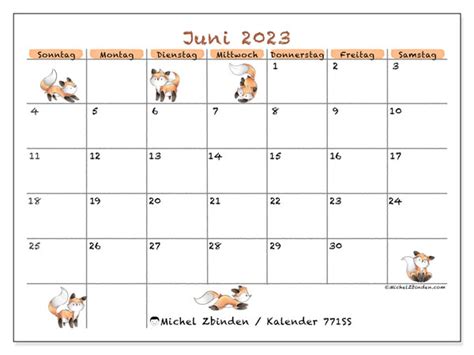 Kalender Juni 2023 Zum Ausdrucken “771ss” Michel Zbinden Ch