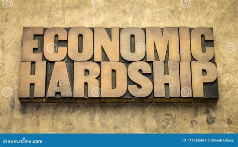 Economic Hardship Word Abstract In Wood Type Stock Image Image Of