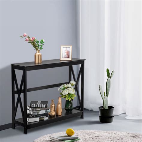 Use a sofa table to define your living room in an open floor plan, and add handy living room storage. Ktaxon Console Sofa Table Classic X Design 2 Tier Storage Shelves - Entryway Hall Table ...