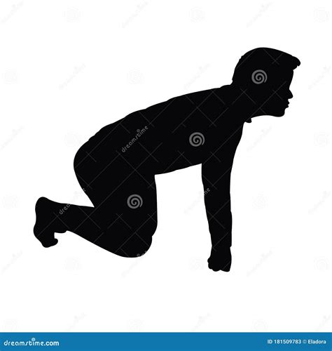 A Man Kneel Down Body Silhouette Vector Stock Vector Illustration Of