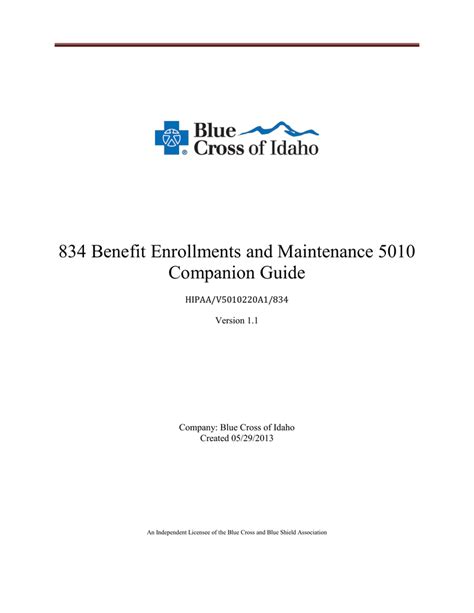 834 Benefit Enrollments And Maintenance 5010 Companion Guide