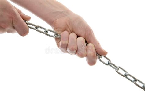 Hands Pulling On A Chain Stock Image Image Of Support 72625209