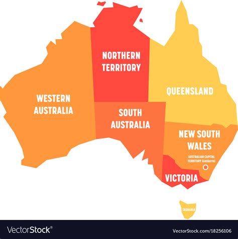 Simplified Map Of Australia Divided Into States Vector Image