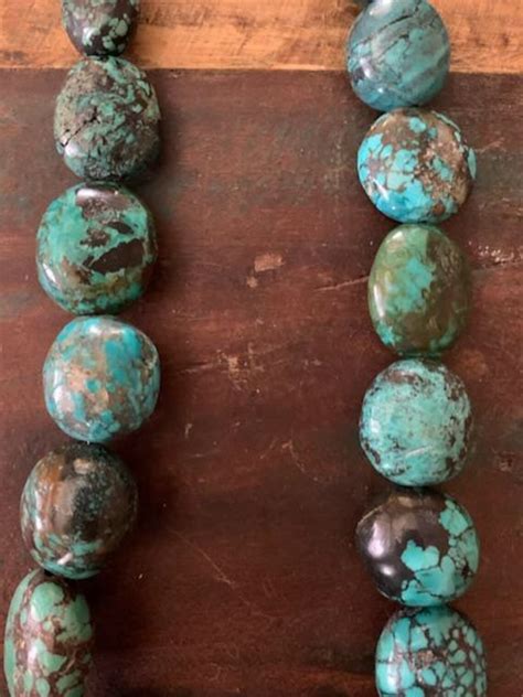 Long Turquoise Necklace With Handmade Sterling Silver Clasp Etsy