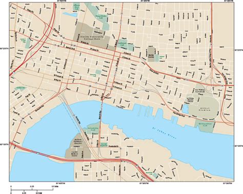 Jacksonville Downtown Map Laminated Wall Maps Of The World Images And