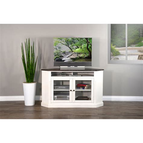 Sunny Designs 3635 Corner Tv Stand With Glass Doors Conlins