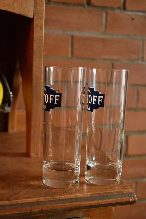 Eristoff Vodka Glasses Set Of 2 Vintage Alcohol Collectibles