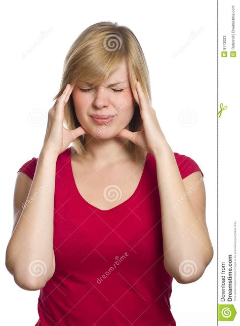 Blonde Female Having A Headache Stock Image Image Of Expression