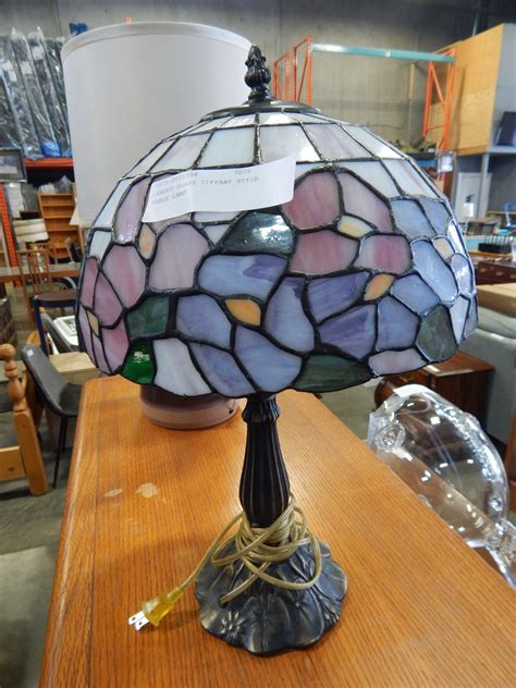 leaded glass tiffany style table lamp big valley auction