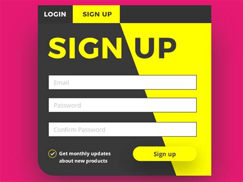 Sign Up Screen Ui Psd Free Download