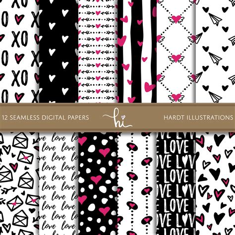 Magenta Love Digital Paper Valentine Digital Paper Valentine S Day Heart Hearts Digital Paper