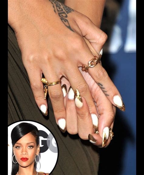 Gilded Edge Rihanna Nails Hollywood Nails Celebrity Nails