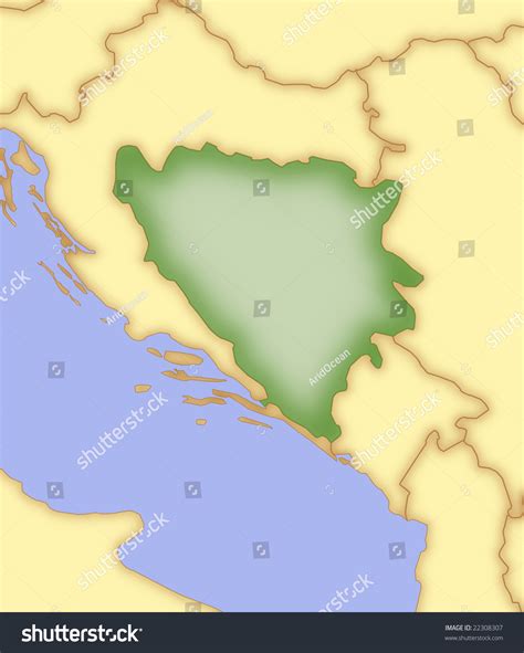 Map Of Bosnia And Herzegovina With Borders Of Surrounding