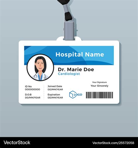 Doctor Id Card Medical Identity Badge Template Vector Image