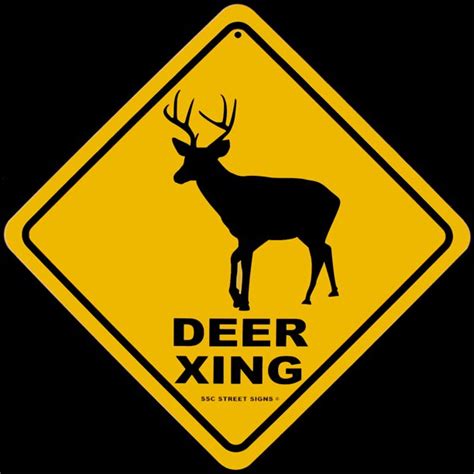 Tin Warning Buck Deer Xing Crossing Street Sign Hunting