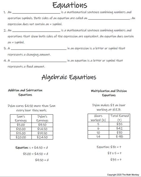 Introduction To Algebra Worksheets