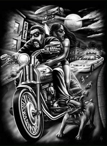 Getaway Chicano Art Motorcycle Art Painting Bike Art