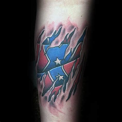 30 Rebel Flag Tattoos For Men American Revelry Design Ideas