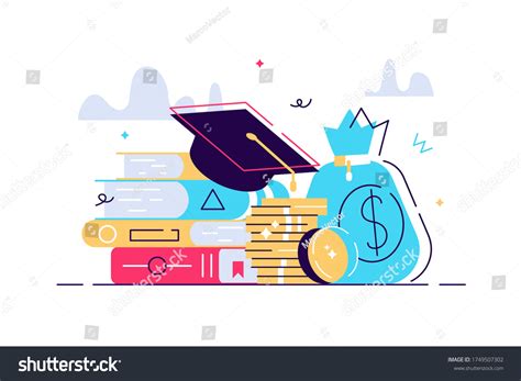 Investment Education Scholarship Books Graduation Hat Stock Vector