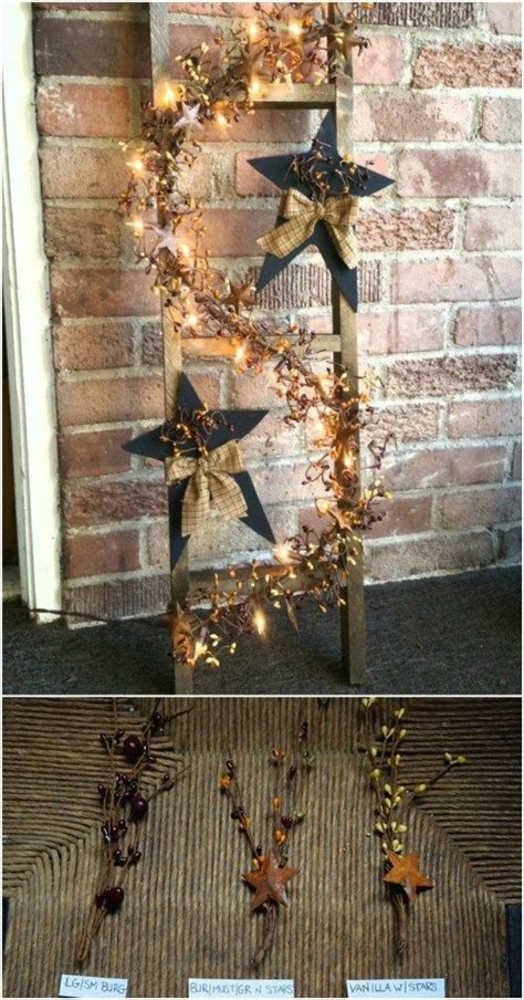 40 wooden ladder repurposing ideas ladder decor primitive decorating country rustic ladder