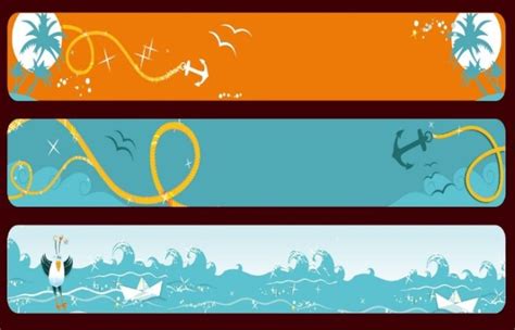 Free Set Of Vector Ocean Themed Banners 01 Titanui