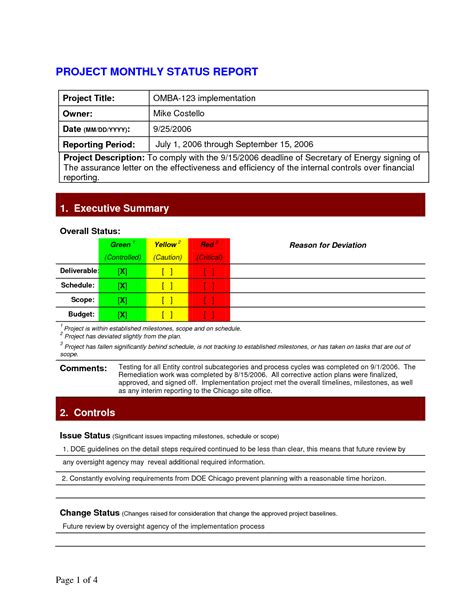 Project Status Report Template 2dfahbabpng 1275×1650 Templates