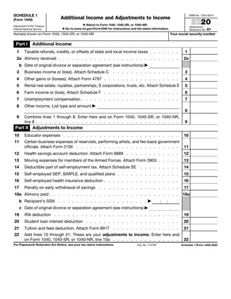Irs Form 1040 Schedule 1 2020 Fill Out Sign Online And Download