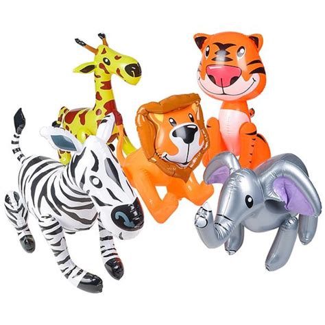 5 Pack Inflatable Safari Zoo Animals Animal Set Of 5 Beach Pool Party