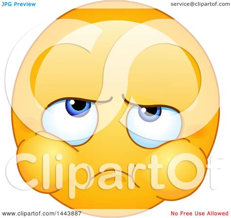 Clipart Of A Cartoon Yellow Emoji Smiley Face Emoticon With Puffed Up Cheeks Royalty Free