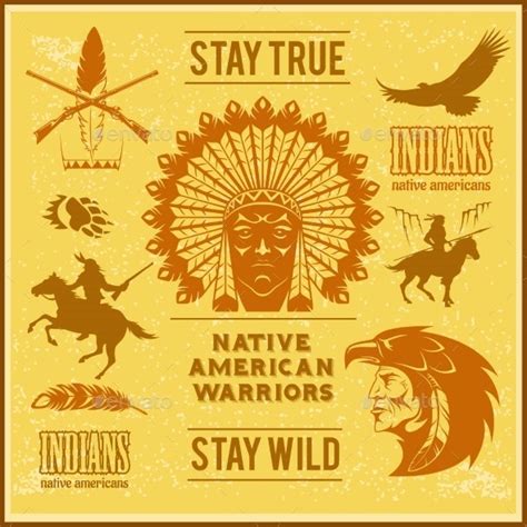 Set Of Wild West American Indian Designed Elements By Digital Clipart