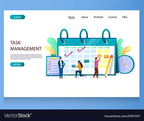 Task Management Website Landing Page Design Vector Image