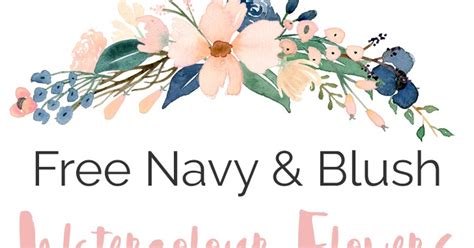 Download Free Blush & Navy Watercolor Flower Graphics