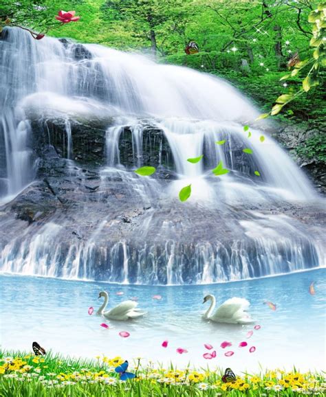 Well Designed Fashion Waterfalls Vinyl Backdrop Attractive Photograph