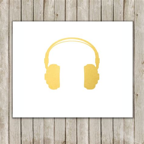 8x10 Retro Headphones Print Gold Printable Music Wall Art Etsy