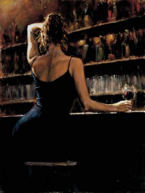 Handpainted Modern Sexy Woman In Wine Bar Pictures Fabian Perez Art Oil