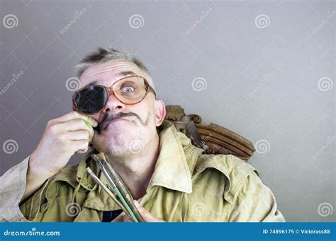 Portrait Of A Crazy Artist Stock Image Image Of Head 74896175