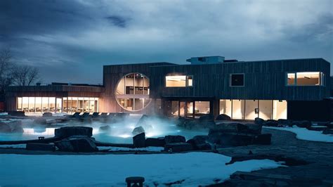 Groupe Skyspa Has Unveiled An Expansive Thermal Spa In Quebec Canada Youtube